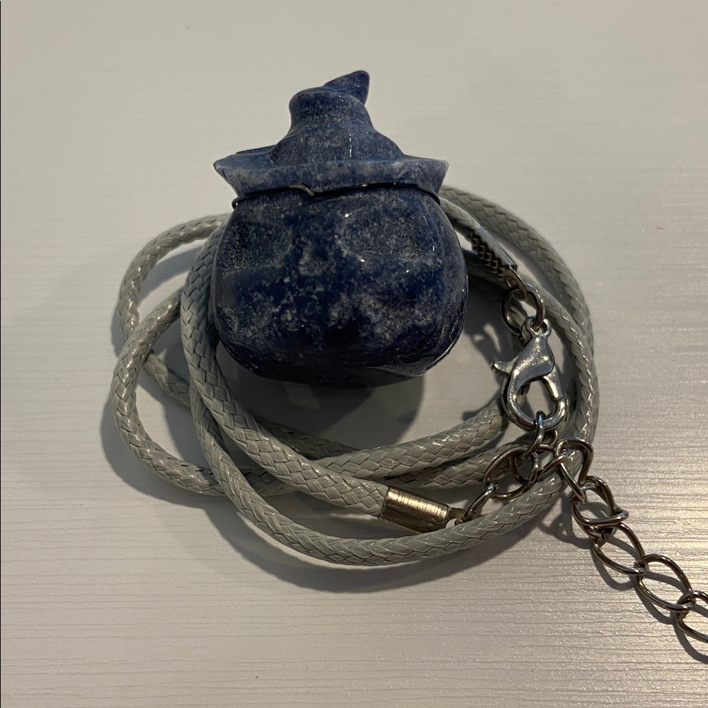 Sodilight crystal witch pumpkin Pendant Necklace with Gray Braided Cord